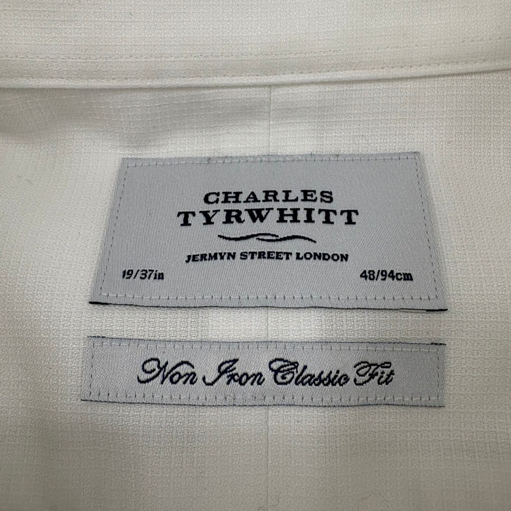 Charles Tyrwhitt Dress Shirt Mens 19/37 Dress Shirt White Non Iron Classic Fit - Picture 2 of 8